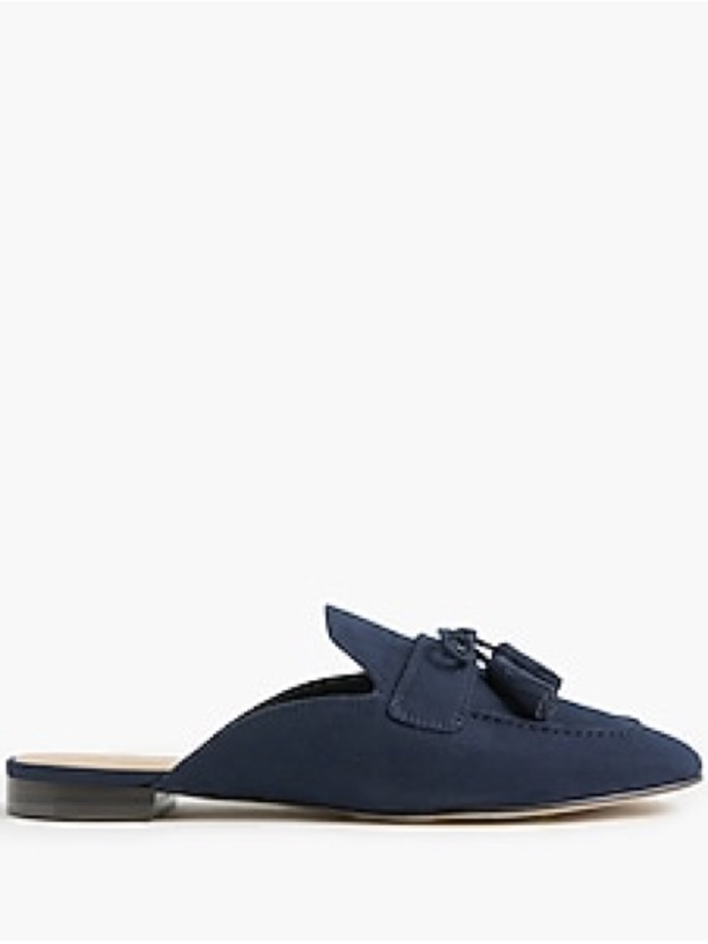 NWT J. Crew Vegan Suede Tassel Backless Navy Loafers Sz 8 Business Casual Office - Picture 4 of 6
